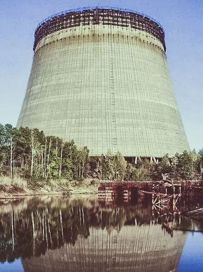 Unfinished cooling towers (hyperboloids, base diameter-126 meters, calculated height - 150 meters)